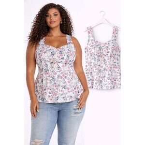 New Torrid Floral Print Peplum Top Size 4 Sleeveless Tank